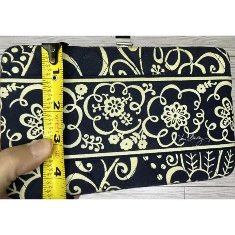 Vera Bradley Snap‎ Wallet Clutch Navy & White Multiple Card Slots ID Opening